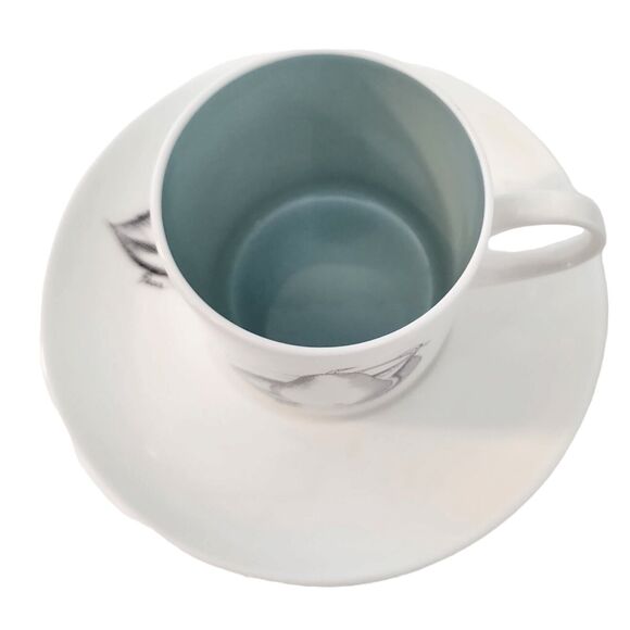 Wedgwood Susie Cooper Black Fruit Demitasse Coffee Cup & Saucer Pear Bone China - Picture 2 of 9